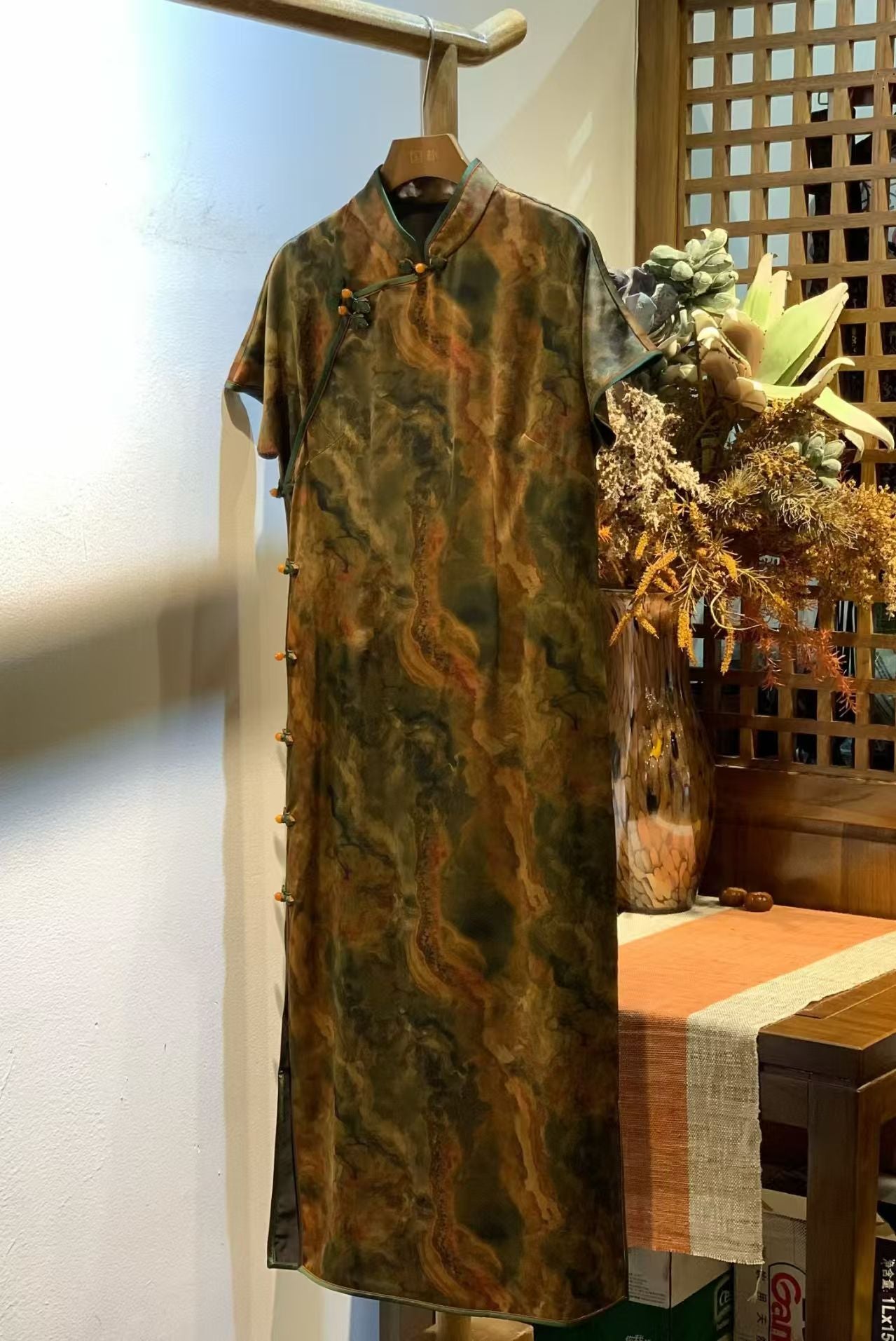 质感顺德云章香云纱长旗袍